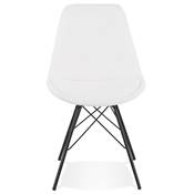 Chaise design de style baroque 'GORD' en tissu bouclé blanc avec 4 pieds en métal noir