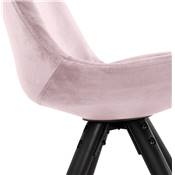 Chaise design style baroque 'MODENA' en velours rose avec 4 pieds en bois noir et métal brossé doré