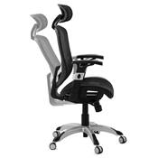Fauteuil de bureau design à roulettes appui tête dossier bas 'WORK' noire tissu maillé pieds chromés