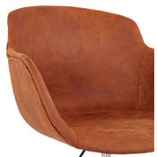 Chaise design de bureau à roulette 'SOFT' en microfibre marron avec 5 pieds en métal noir