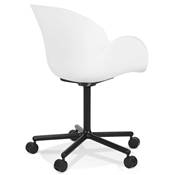 Chaise de bureau à accoudoirs design à roulettes dossier bas 'MINISTRY' blanche pieds en métal noir