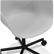 Chaise de bureau à accoudoirs design à roulettes dossier bas 'MINISTRY' grise pieds en métal noir