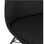 Chaise design 'GORD' en tissu noir et 4 pieds avec croisillons en métal noir
