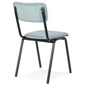 Chaise 'SKOLA' assise et dossier en tissu côtelé bleu avec 4 pieds en métal noir