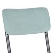 Chaise 'SKOLA' assise et dossier en tissu côtelé bleu avec 4 pieds en métal noir