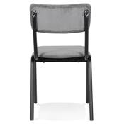 Chaise 'SKOLA' assise et dossier en tissu côtelé gris foncé avec 4 pieds en métal noir