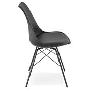 Chaise design style industriel 'GORD' noire avec 4 pieds en métal noir