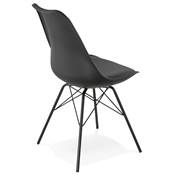 Chaise design style industriel 'GORD' noire avec 4 pieds en métal noir
