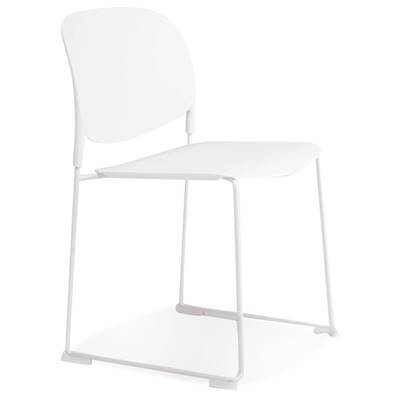Chaise design de style moderne 'BALI' blanche avec 4 pieds en métal blanc