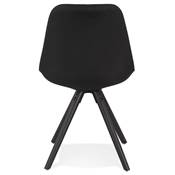 Chaise design 'BLACK FIRENZA' en tissu noir avec 4 pieds en bois noir