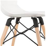 Chaise scandinave 'NORSK WOOD' blanche 4 pieds bois couleur naturelle et croisillon en métal noir
