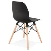 Chaise scandinave 'NORSK WOOD' noire 4 pieds bois couleur naturelle et croisillon en métal noir