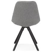 Chaise vintage 'BLACK FIRENZA' en tissu pied de poule et pieds en bois noir