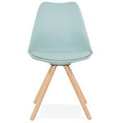 Chaise scandinave design 'Sueden' bleue avec 4 pieds en bois naturel