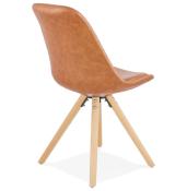 Chaise scandinave design 'Sueden' marron avec 4 pieds en bois naturel