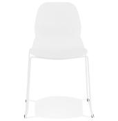 Chaise design empilable 'Teknik White' blanche pieds tréteaux en métal blanc