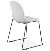 Chaise design empilable 'Teknik Black' en tissu gris clair pieds tréteaux en métal noir