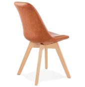 Chaise scandinave design 'Halmstad' marron avec 4 pieds en bois naturel