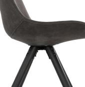 Chaise design 'Black Firenza' en microfibre grise avec 4 pieds en bois noir