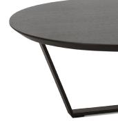 Table basse design ovale 'SURF' plateau en bois noir et pieds en métal noir - 140 x 80 cm.