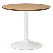 Petite table à diner / de bureau ronde design 'Kontur White' bois pied central métal blanc - Ø 90 cm