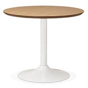 Petite table / table de réunion ronde design 'Kontur White' bois pied central métal blanc - Ø 90 cm