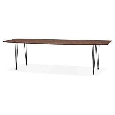 Table à diner / de réunion extensible 'Rym' plateau noyer 4 pieds en métal noir - 170(270) x 100 cm