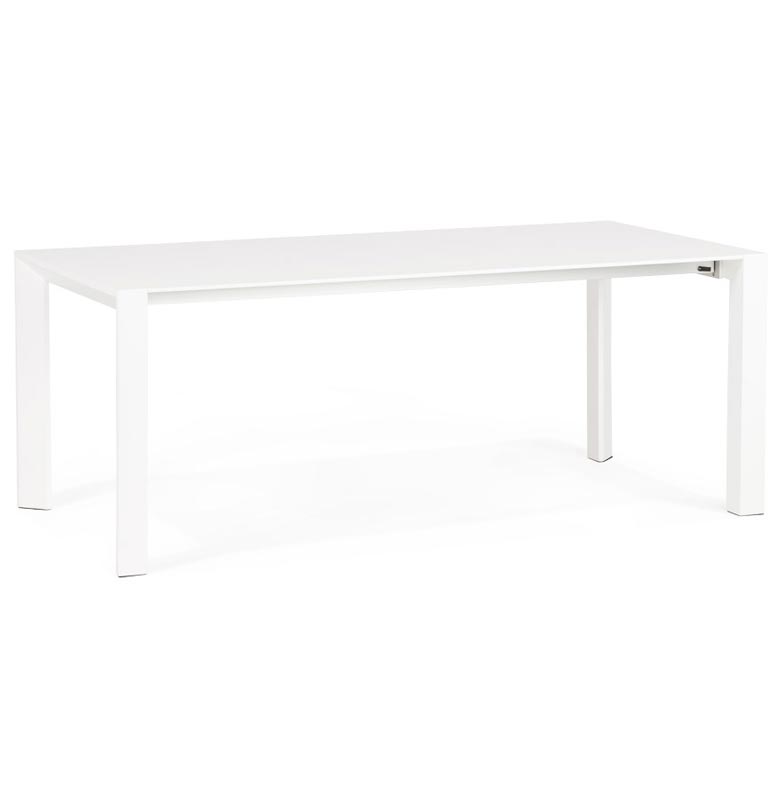 Table / table de réunion scandinave extensible 'Solada' blanche mat 4 pieds - 190(270) x 95 cm