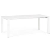 Table / table de réunion scandinave extensible 'Solada' blanche mat 4 pieds - 190(270) x 95 cm