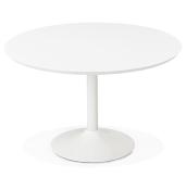 Table / table de réunion design ronde 'Bjork' en bois blanche pied central métal blanc – Ø 120 cm