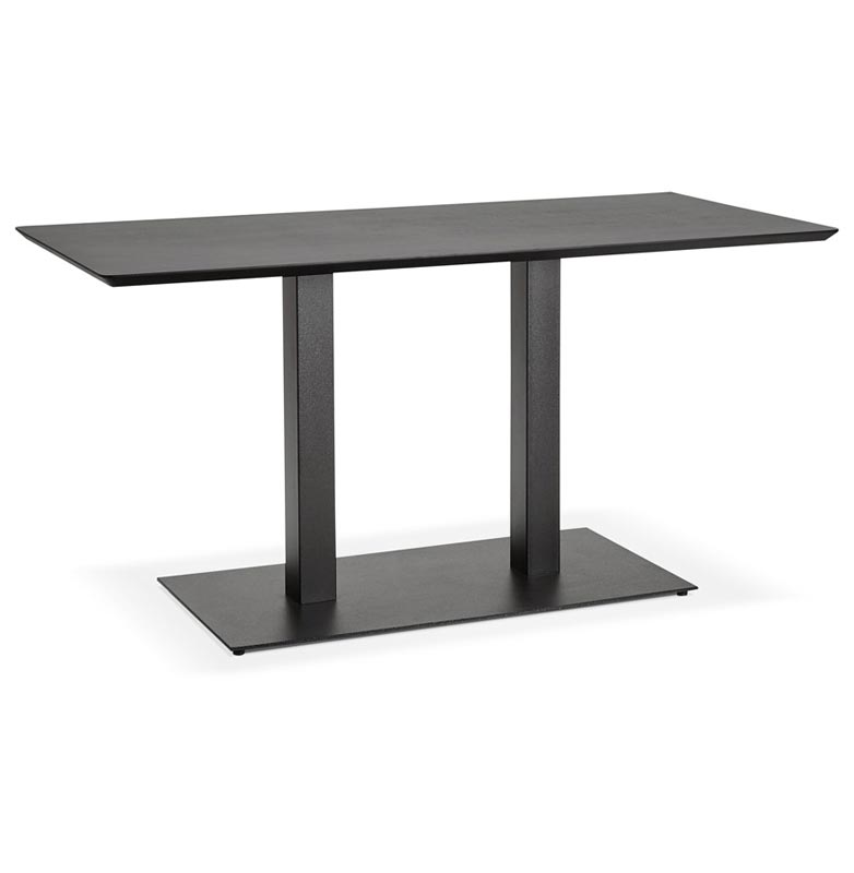 Table salle à manger 'Tvillin Black Small' noire bois pied central fonte – 150 x 70 cm