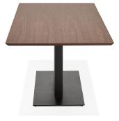 Table de salle à manger 'Tvillin Black' noyer pied central en fonte noir - 180 x 90 cm