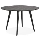 Table de salle à manger scandinave ronde 'Üméa' plateau et 4 pieds en bois noir – Ø 120 cm