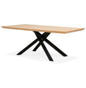 Table de salle à manger design 'Tepee Wood' plateau bois naturel pieds en métal noir - 200 x 100 cm