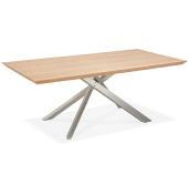 Table de salle à manger design 'Tepee Wood' plateau bois naturel pieds acier brossé - 200 x 100 cm