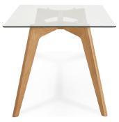 Table / bureau droit scandinave 'STORSKANÖR' plateau en verre 4 pieds en bois naturel - 180 x 90 cm