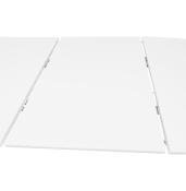 Table / table de réunion extensible ronde scandinave 'Fika' blanche 4 pieds en bois naturel – 120(220) x 120 cm