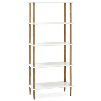 Etagère bibliothèque scandinave 'TOWER' tablettes en bois blanc structure et pieds en bois naturel