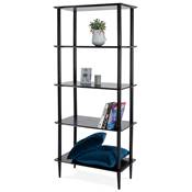 Etagère bibliothèque scandinave 'TOWER' tablettes en bois noir et structure et pieds en bois noir