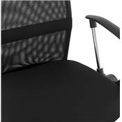 Fauteuil de bureau design à roulettes dossier bas 'SEDUTA' tissu noir resillé pieds en métal chromé