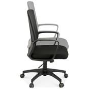 Fauteuil de bureau design à roulettes dossier haut 'PACHA' en tissu et tissu maillé noir pieds noir