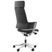 Fauteuil de bureau design à roulettes dossier haut 'BIG MASTER' noir avec pieds en alluminium