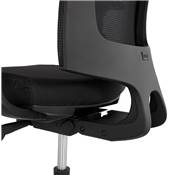Fauteuil de bureau design à roulettes dossier haut 'FOLLOW' tissu noir et maillé pieds métal noir