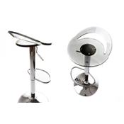 Tabouret de bar réglable design 'Leo' pivotant en plexiglass gris foncé pied central en métal chromé