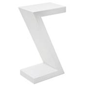 Table basse design d'appoint / chevet / étagère 'Z' en bois blanc laqué