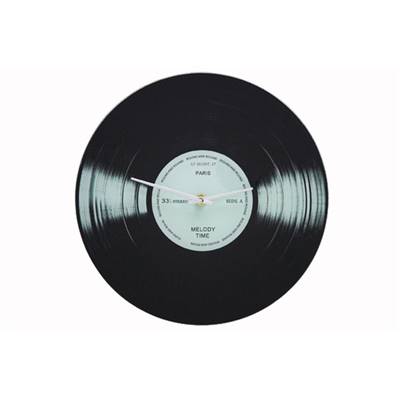 Horloge murale design 'Disque vinyl 33 tours' en verre