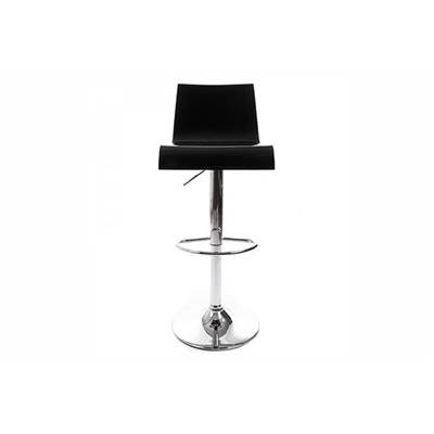 Tabouret de bar réglable design 'Ice' pivotant plexiglass noir pied métal chromé dossier haut