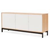 Meuble bahut buffet design 'ALLWOOD' en bois naturel 2 portes et 3 tiroirs et pieds en métal noir