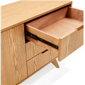 Meuble Bahut buffet design 'CHESTERFIELD' en bois naturel 2 portes et 3 tiroirs pieds en bois plaqué naturel
