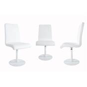 Chaise design pivotante 'Soho' blanche pied central en métal blanc